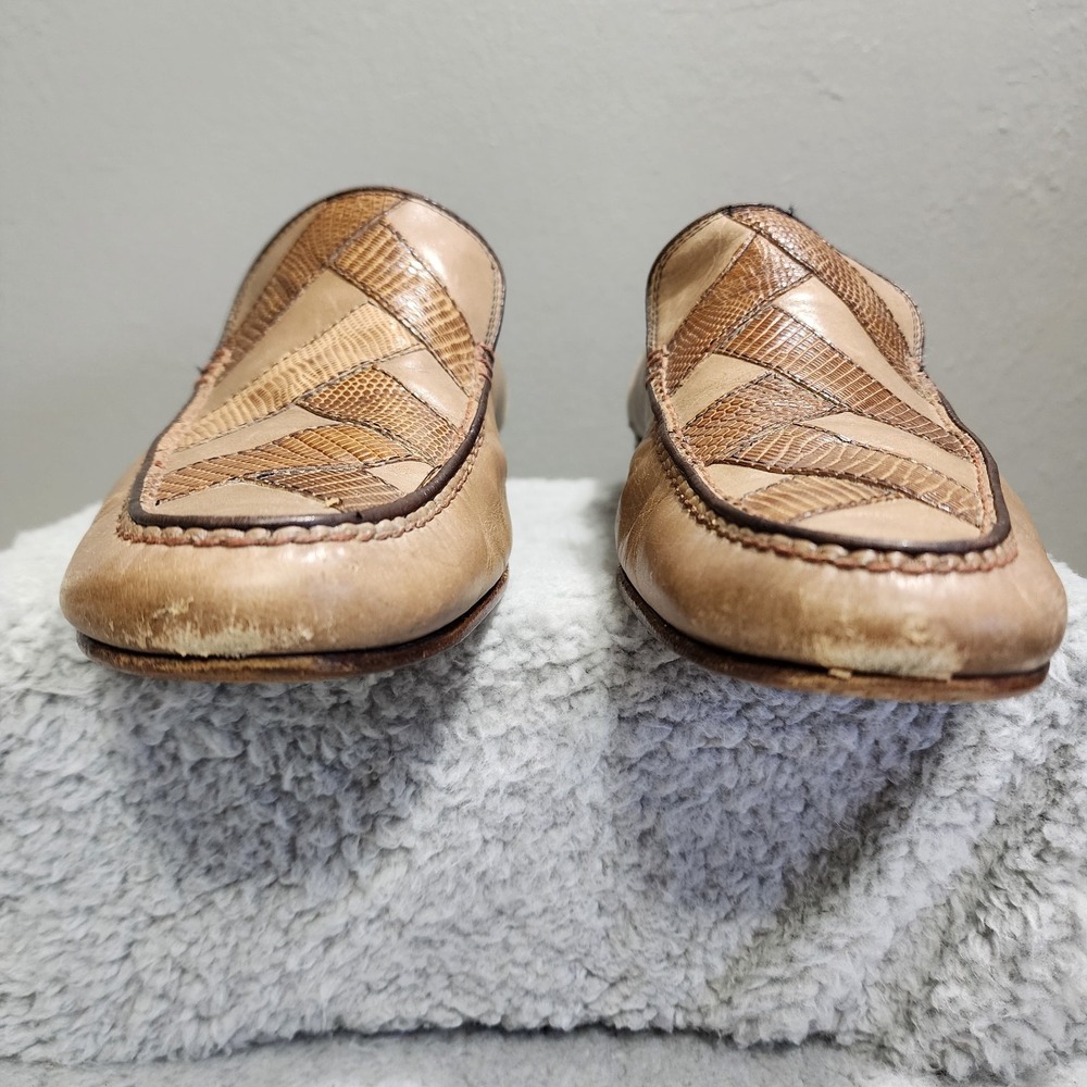 Bruno Magli Shoes Mens 9 M Brown Leather Snake Skin Loafer Made in‎ Italy - Picture 5 of 8